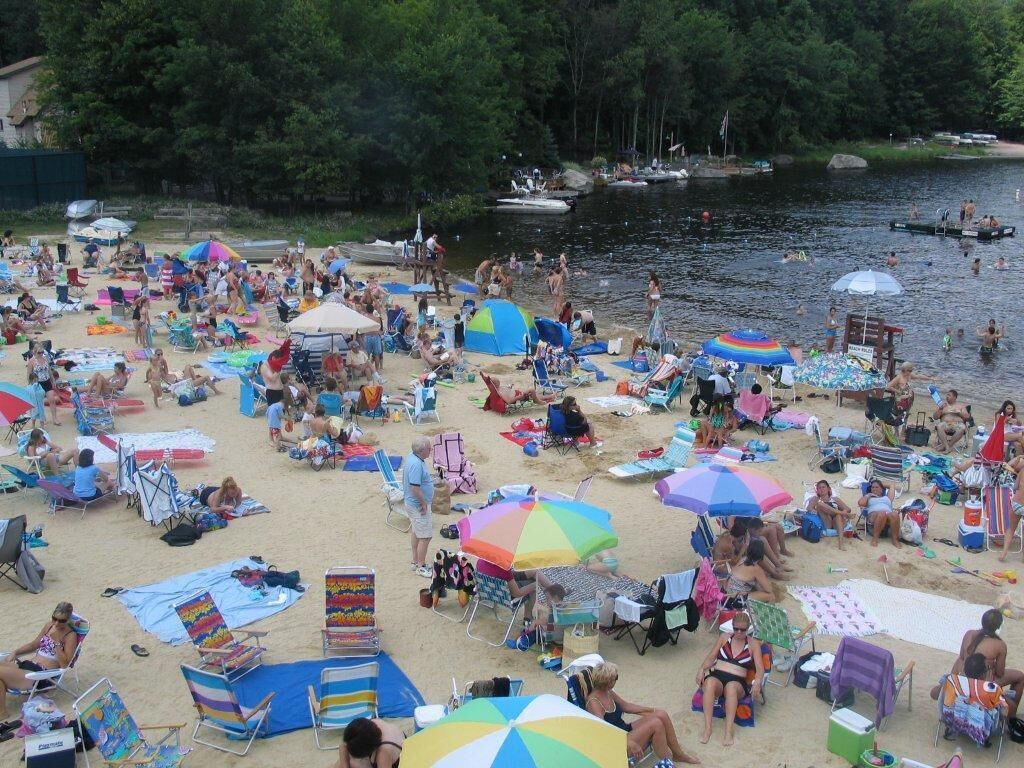 private lake beach at main lodge