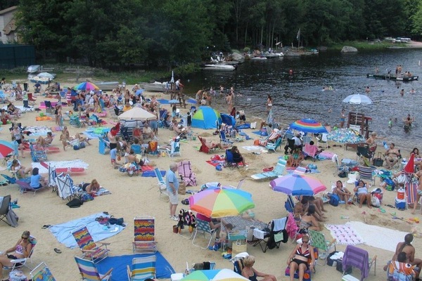 private lake beach at main lodge