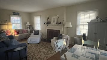 TV, DVD player, books, video library