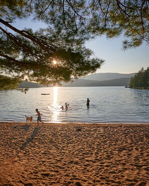 On the beach, sun loungers, beach towels - Boathouse Cottage. Private Beach. Sunset, Mountain, Lake Views. Near Acadia NP! (Sullivan)