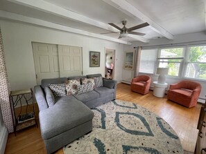 Smart TV, fireplace, table tennis, books