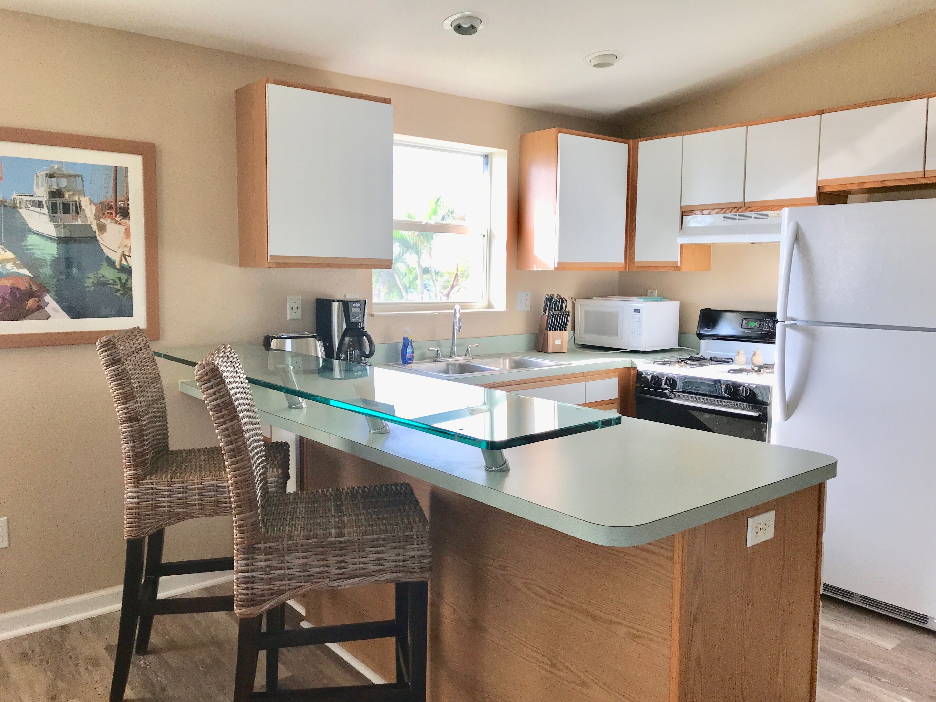 Køleskab, mikrobølgeovn, kogeplade, opvaskemaskine