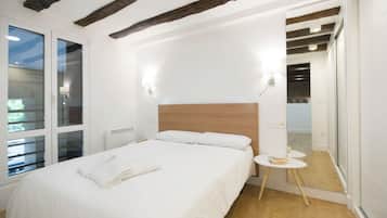 2 bedrooms, desk, laptop workspace, iron/ironing board