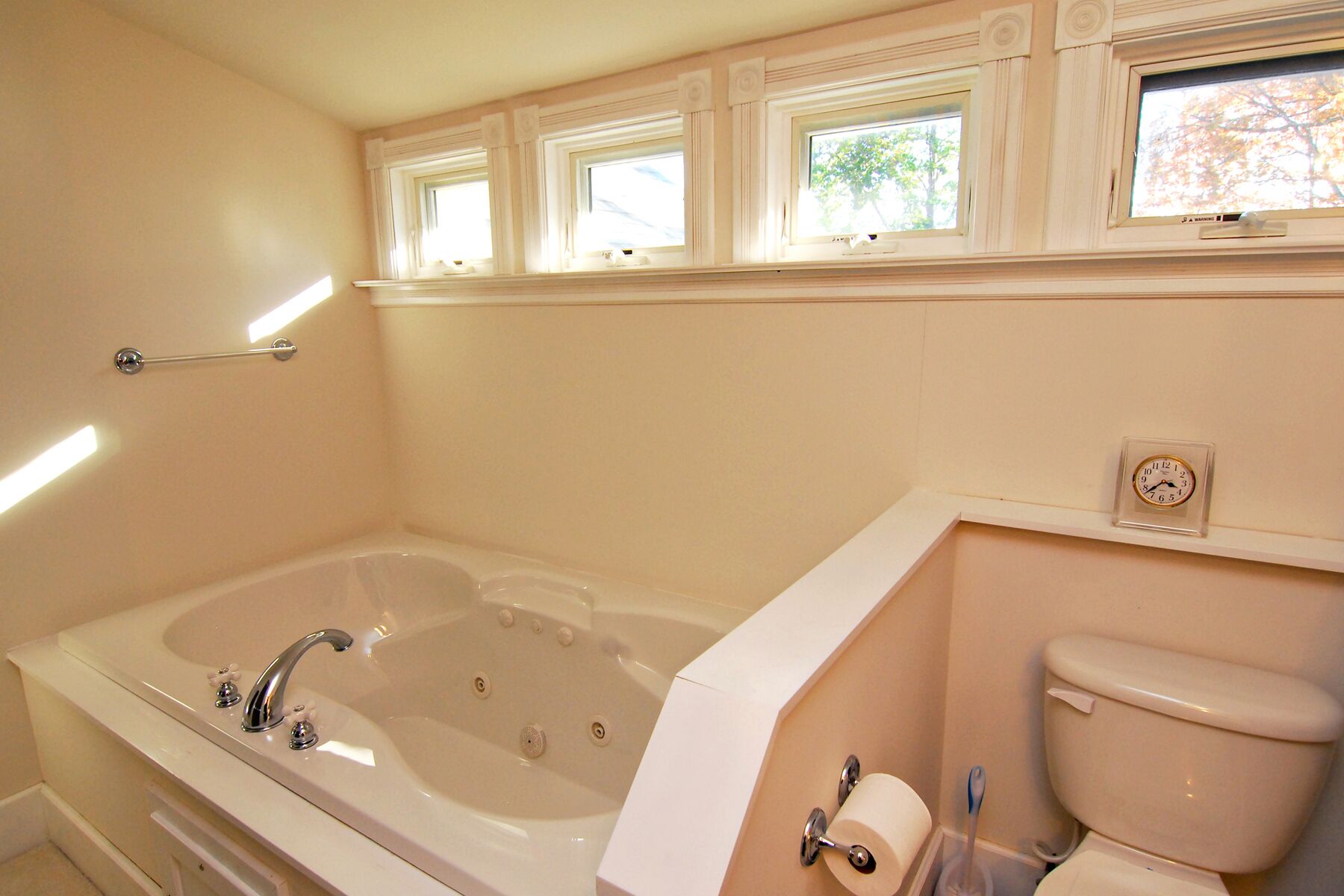 Combined shower/tub, hair dryer, towels