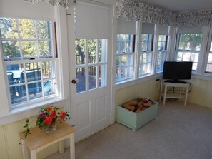 TV, DVD player, stereo