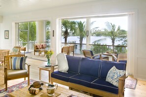 Smart TV, fireplace, video games, Netflix - Private Island Retreat with Private Beach,  Dock, Palm Trees & Glorious Sunsets (Longboat Key)