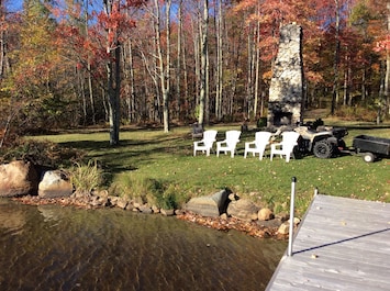 Old stone fireplace, great for evening fires
