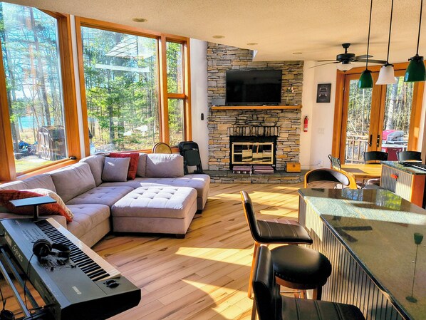 Smart TV, fireplace, foosball, stereo