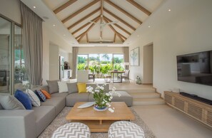 Fernseher, Musikbibliothek, Stereoanlage