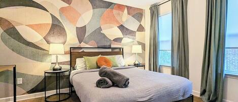 3 bedrooms, desk, iron/ironing board, travel crib
