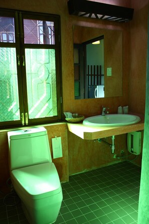 Dusche, Haartrockner, Handtücher, Shampoo