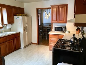 Fridge, microwave, oven, stovetop - Downtown Sister Bay Cottage (walk to everything), Open Year Round. (Sister Bay)
