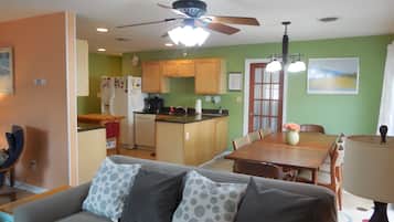 Smart TV, DVD player, books, video library