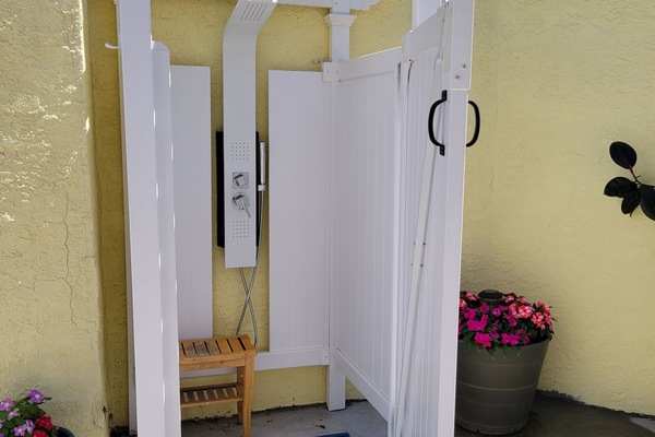 Outdoor shower, after beach!