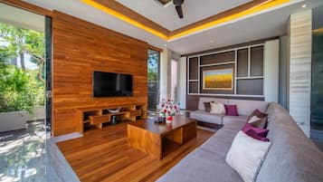 Smart TV, fireplace, printers