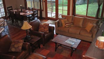 Smart TV, fireplace, DVD player, video library