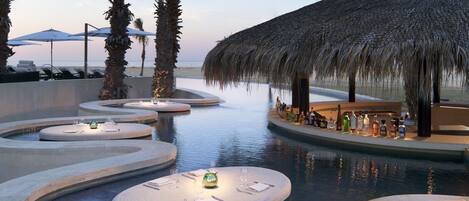 An infinity pool, a heated pool