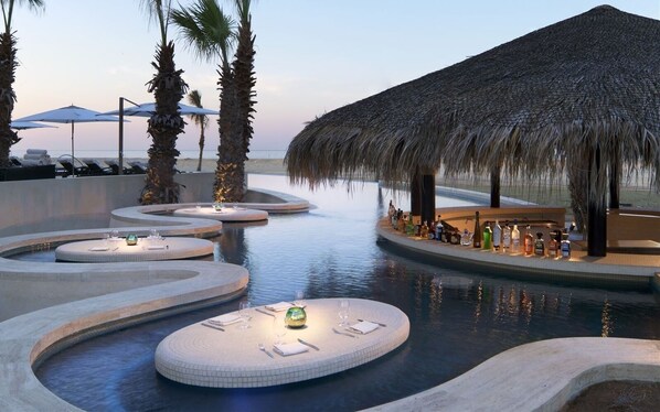 An infinity pool, a heated pool