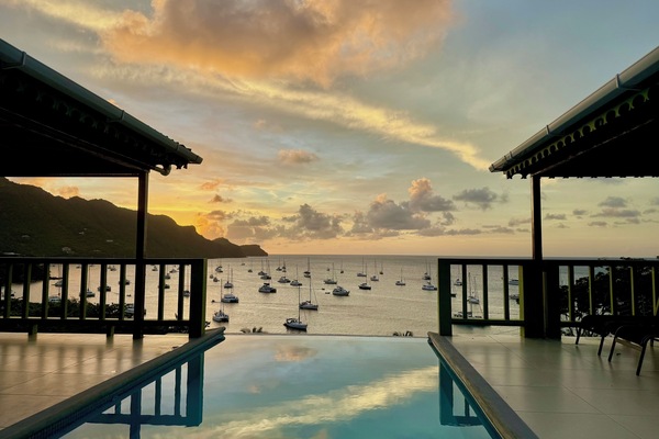 Stunning beachfront view from Turtle Point villa