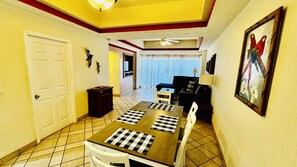 TV, DVD player, table football, streaming services
