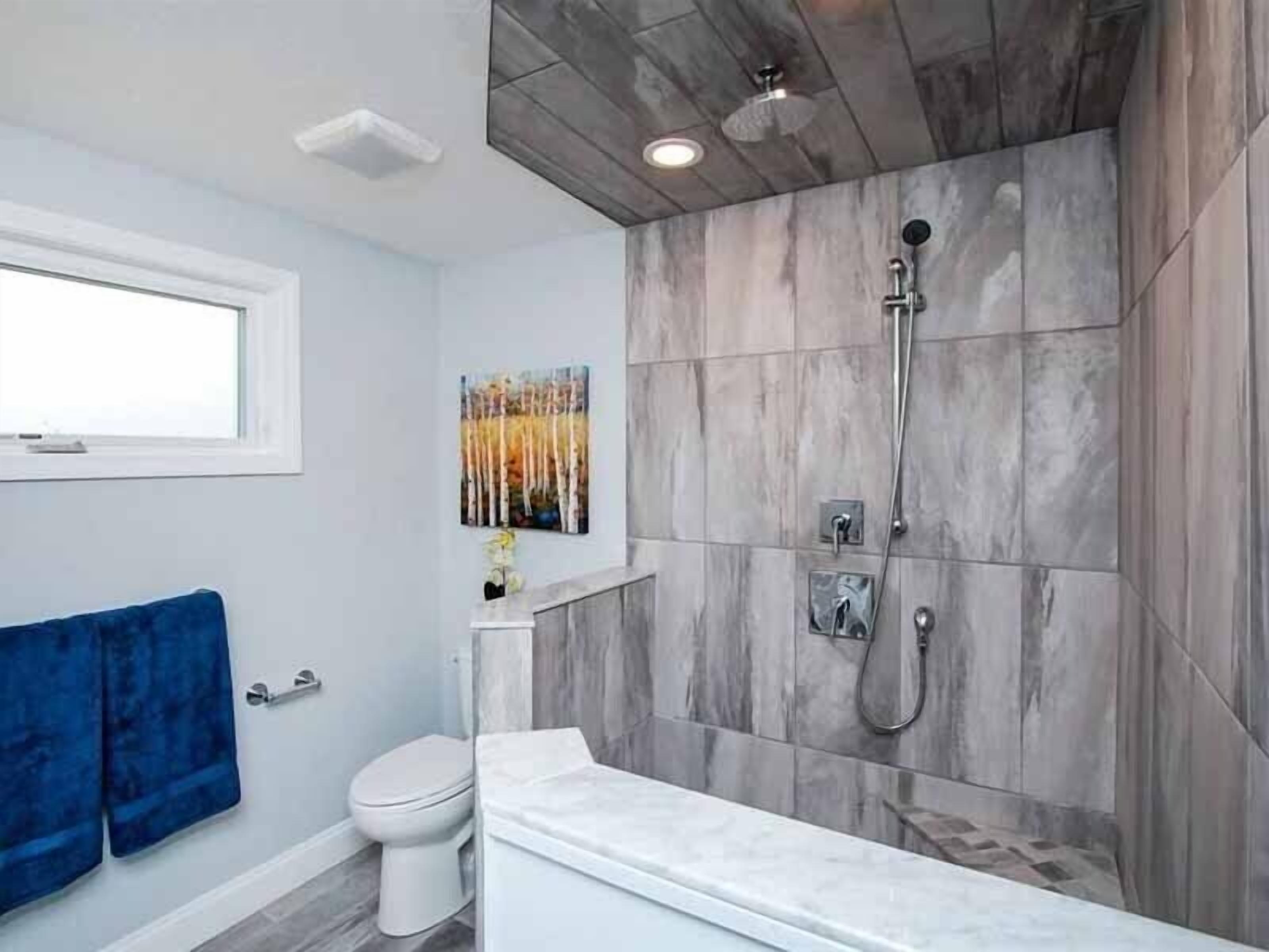 Ensemble douche/baignoire, serviettes fournies