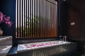 Badewanne, kostenlose Toilettenartikel, Haartrockner, Handtücher