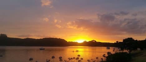 On the beach, sun-loungers, beach towels