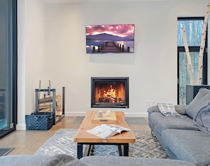 Smart TV, fireplace, DVD player