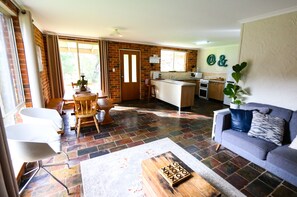 TV, fireplace, DVD player, books - Mogendoura Farm 3 COTTAGES MAX 12 ADULTS but 18 people including children (Moruya)