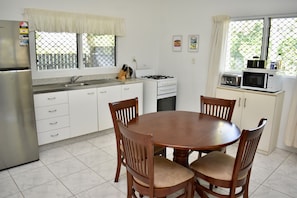 Fridge, microwave, oven, coffee/tea maker