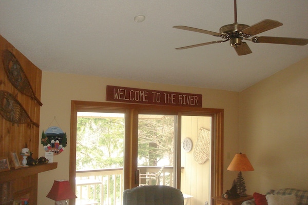 Smart TV, fireplace, DVD player, books