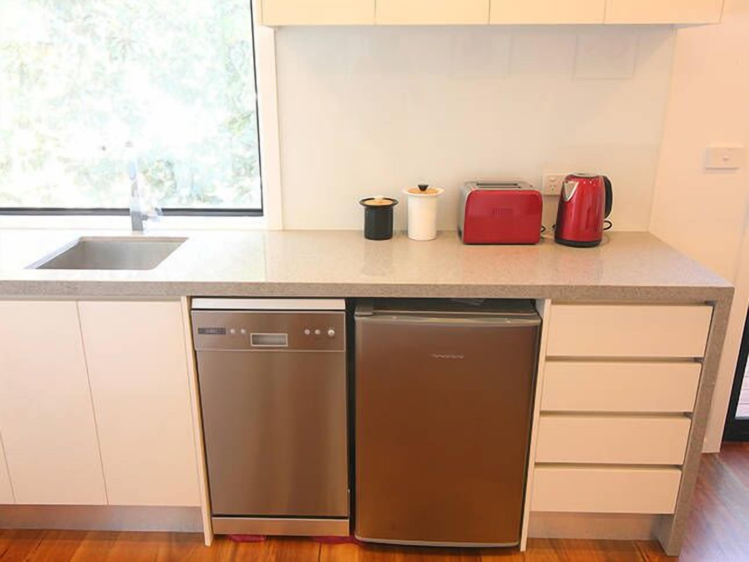 Fridge, microwave, oven, dishwasher