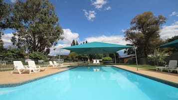 Outdoor pool, pool loungers