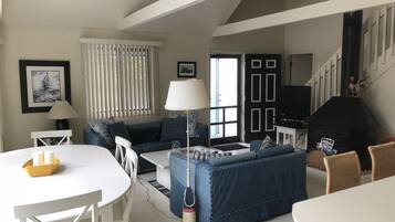 Smart TV, DVD player, books, video library