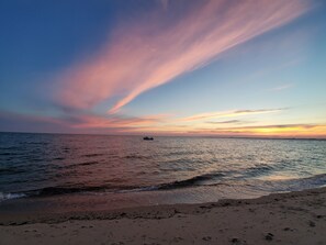 Beach nearby, sun loungers