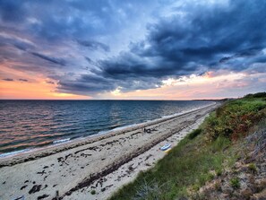 Beach nearby, sun loungers