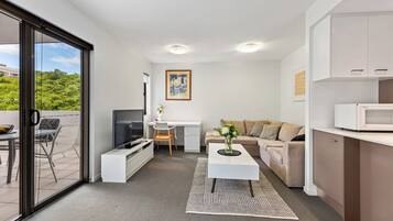 TV, DVD player, video library