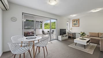 TV, DVD player, video library