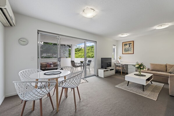 TV, DVD player, video library