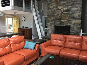 TV, fireplace, DVD player, books