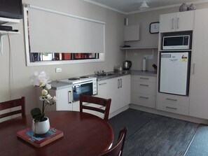 Fridge, microwave, oven, coffee/tea maker