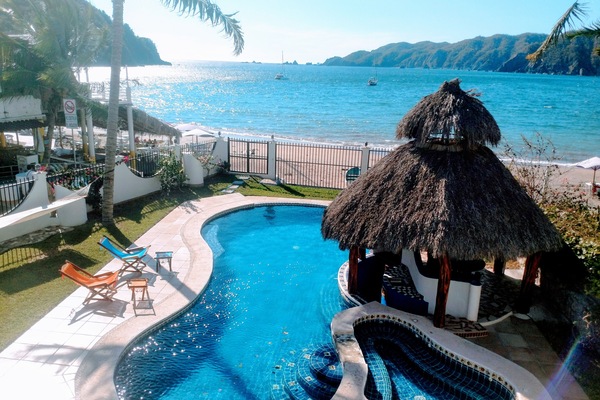 pool area with gate directly to the beach