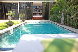 Outdoor pool, pool loungers - 2 Bedroom Pool Villa in Central Seminyak, Mins Walk to Shops, Restaurants, Beach (Seminyak)