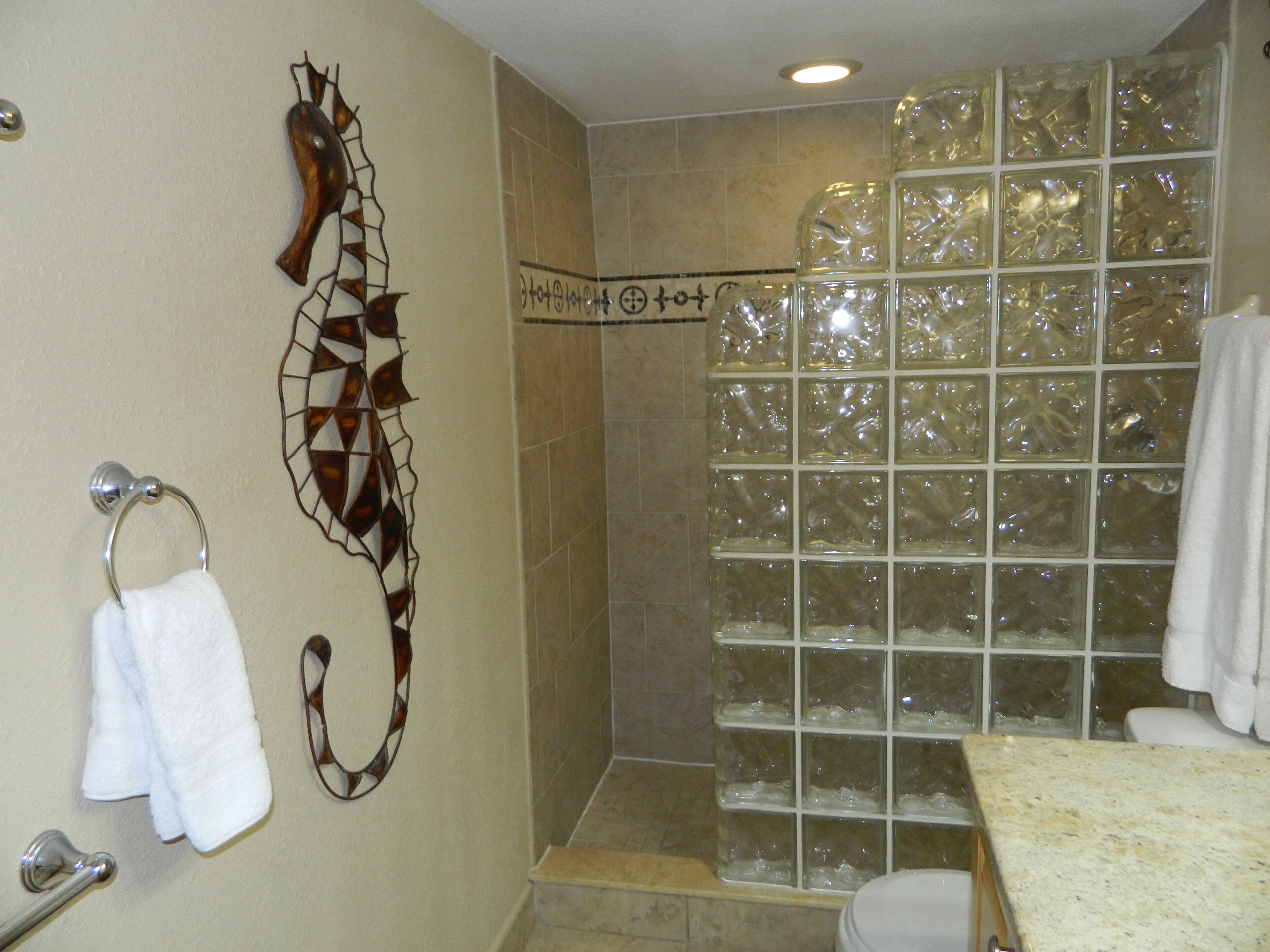 Ensemble douche/baignoire, sèche-cheveux, serviettes fournies, savon