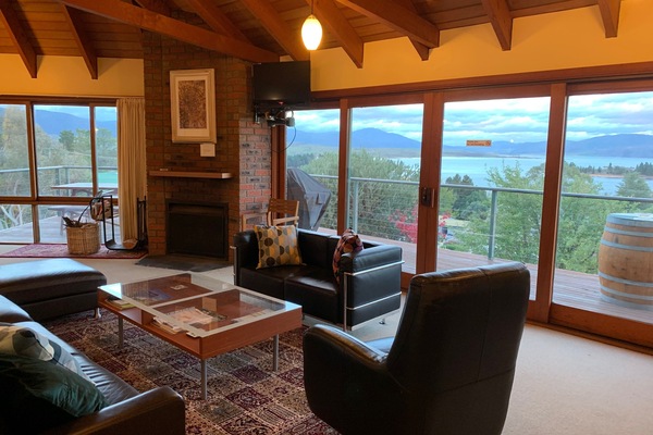 Smart TV, fireplace, DVD player, books