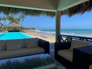 On the beach, beach towels - Luxury Beachfront Residence in the best location,  center of Cabarete Bay (Cabarete)