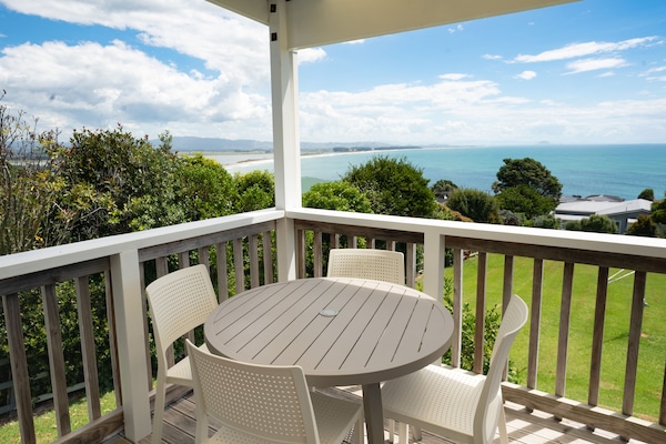 View from Deck out towards Mount Maunganui and Motiti Island. Jan 2024