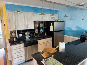 Coffee/tea maker, fridge, microwave, oven - Luxury Top Floor Condo-Panoramic Ocean Views-Paws Welcome (Carolina Beach)