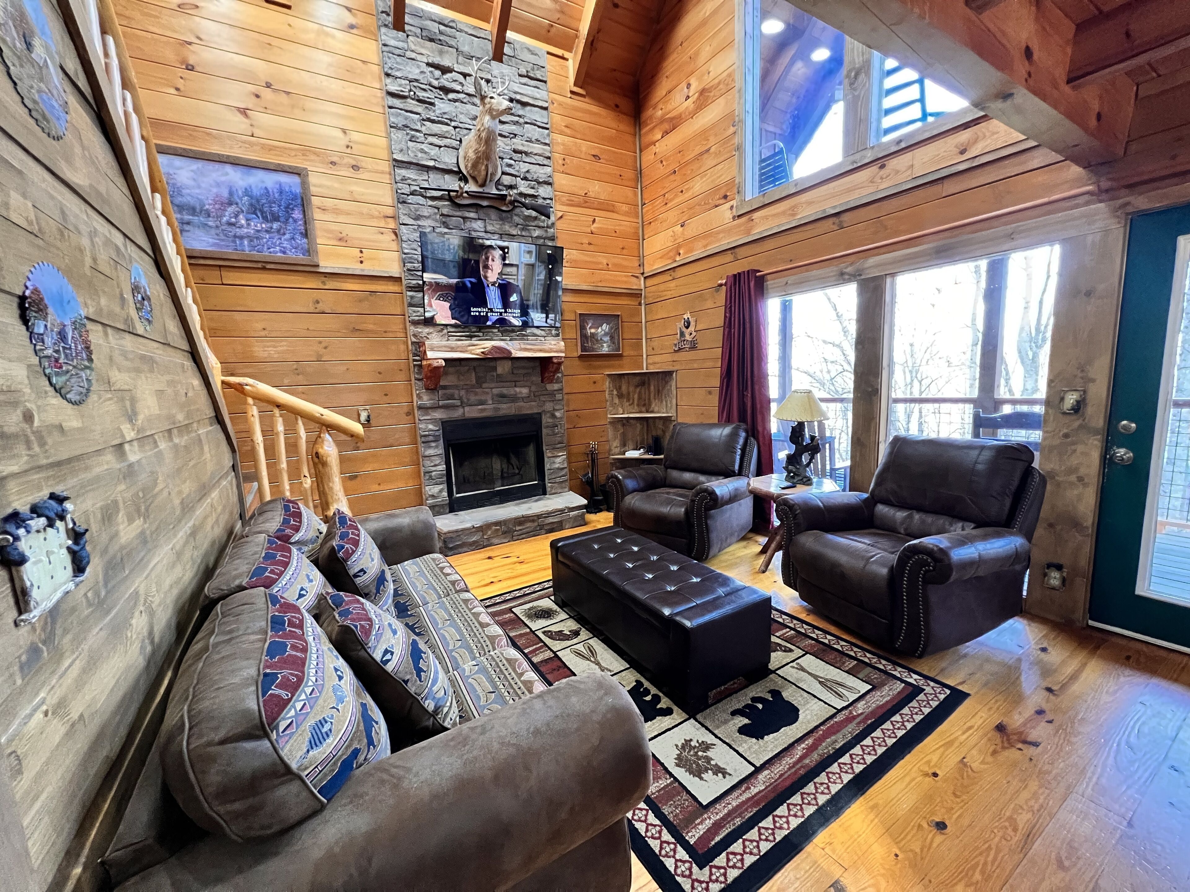 Smart TV, fireplace, video game console, DVD player