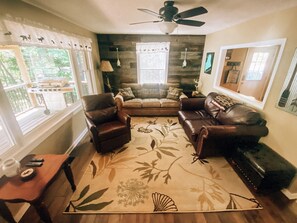 TV, DVD player, video library - Charming home with direct lake access, close to town (Greenville)